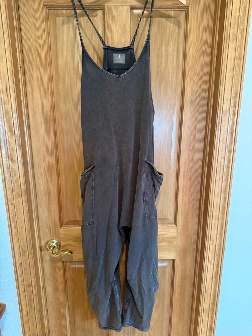 Free People Charcoal Grey Slouchy Cotton Jumpsuit